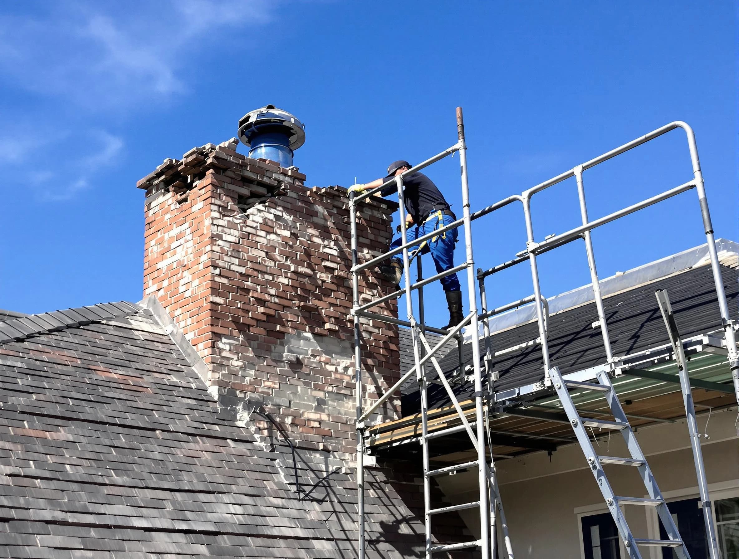 Rebuilding a chimney structure by Stonecrest Chimney Sweep in Stonecrest, GA
