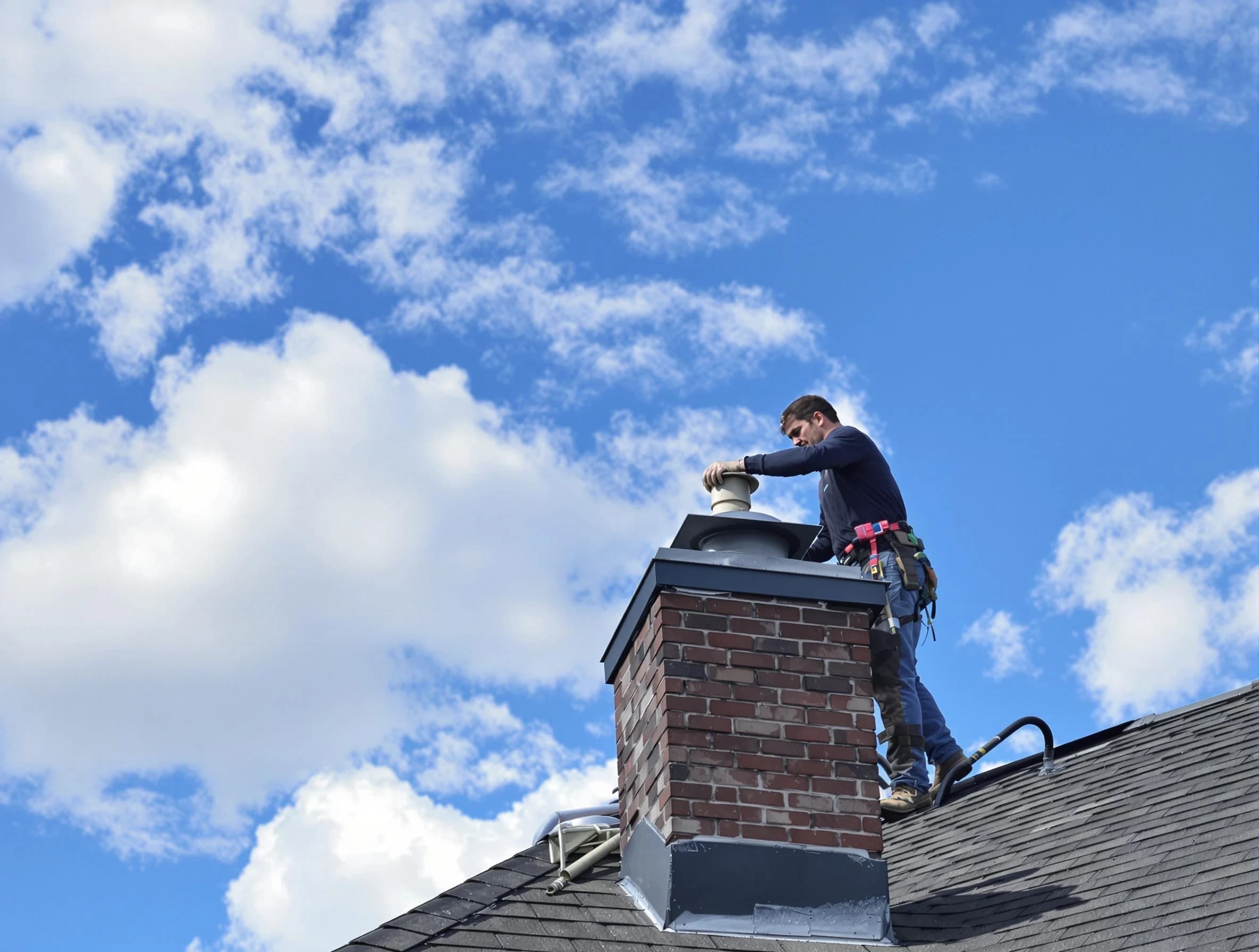 Stonecrest Chimney Sweep installing a sturdy chimney cap in Stonecrest, GA