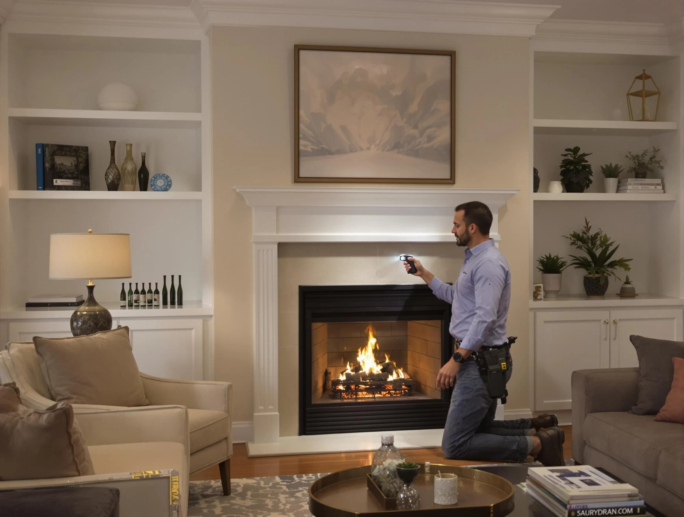 Stonecrest Chimney Sweep conducting a fireplace safety inspection in Stonecrest, GA