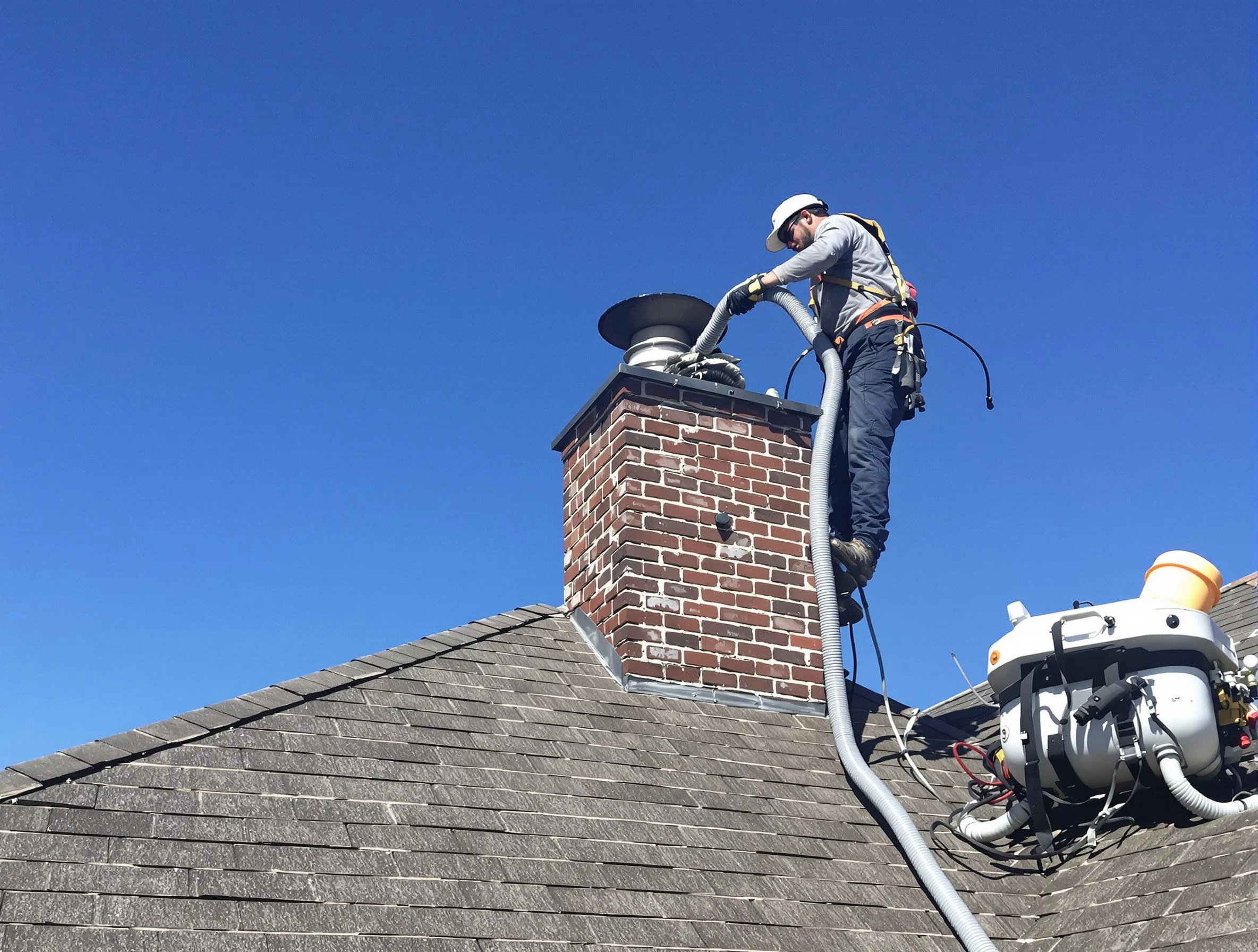 Dedicated Stonecrest Chimney Sweep team member cleaning a chimney in Stonecrest, GA