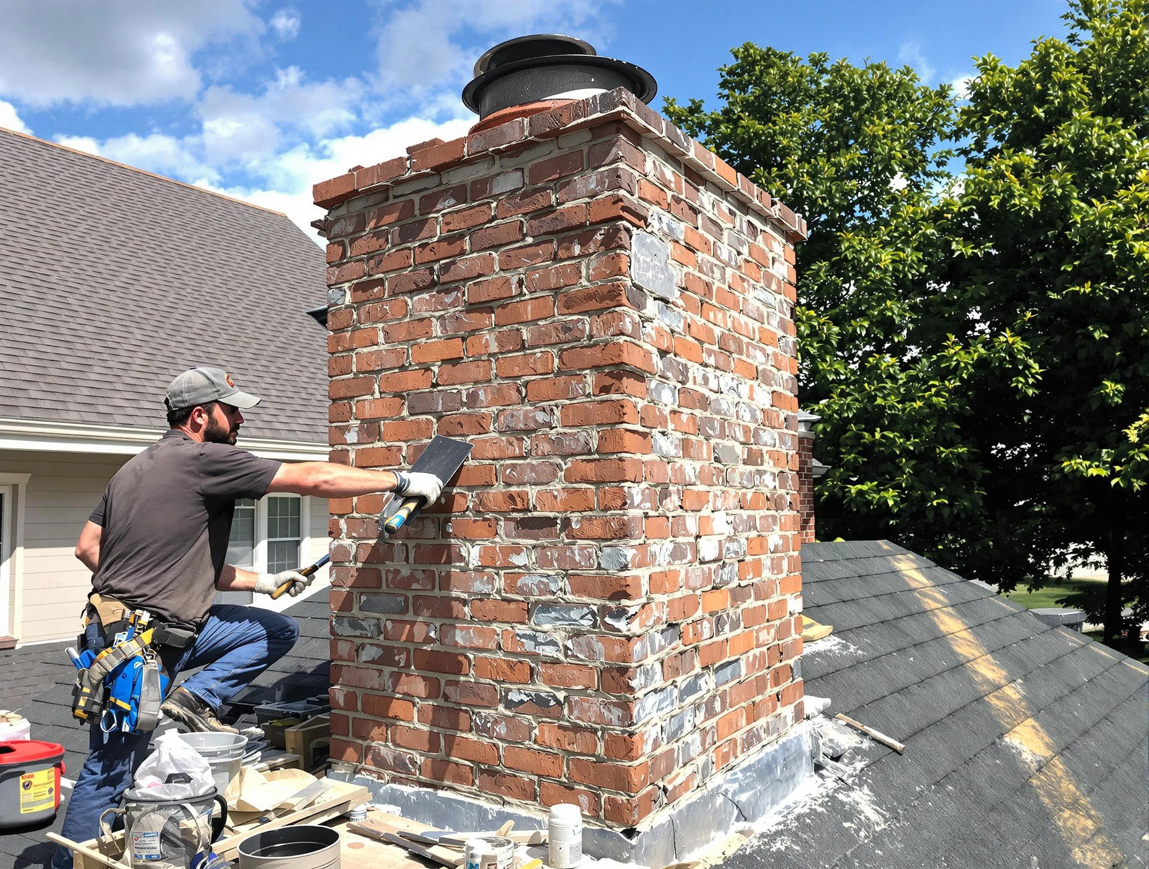 Completed chimney rebuild by Stonecrest Chimney Sweep in Stonecrest, GA