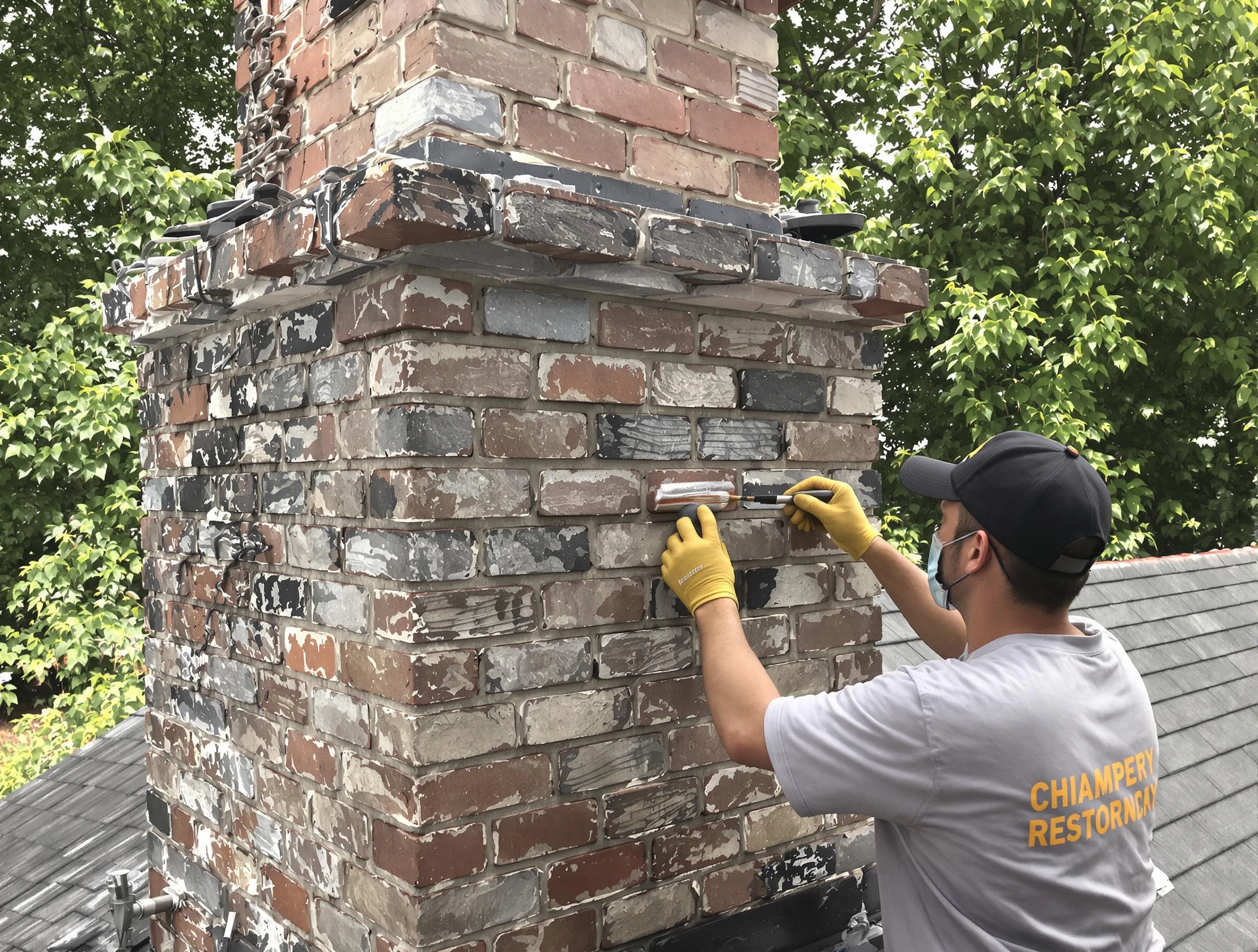 In-progress chimney restoration by Stonecrest Chimney Sweep in Stonecrest, GA